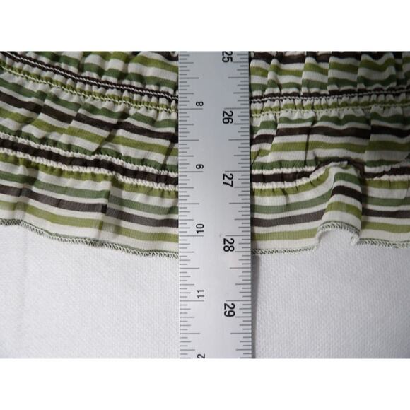 Ashley Stewart 18W Top Blouse Semi Sheer Abstract Smocked Green White Artsy Boho - Picture 7 of 11